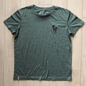 TenTree 10 Tree Women’s Peru Alpaca Llama Embroidered T Shirt in Olive Green S